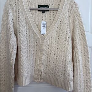 American Eagle Outfitters Cream Button-Up Cardigan